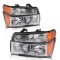 For 2004-2012 Chevy Colorado/GMC Canyon Headlights Replacement Chrome Housing with Amber Reflector +