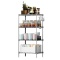 Hivexagon 4-Tiers Wire Shelving Adjustable Storage Shelf with 5 Hooks for Kitchen, Garage, Bathroom,