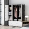 Portable Closet Clothes Wardrobe Bedroom Armoire Storage Organizer with White Doors- 14