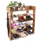 Elevens 18 Pairs Shoe Rack with Top Shelf and Hanging Bar (Wood) adjustable for shelf width