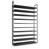 Home Intuition 10-Tier 50 Pairs Shoe Rack Storage Organizer, Black