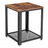 VASAGLE Industrial End Table, 2-Tier Side Table with Storage Shelf, Sturdy, Easy Assembly, Wood Look