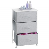 mDesign Vertical Dresser Storage Tower - Sturdy Steel Frame, Wood Top, Easy Pull Fabric Bins - Organ