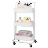 3 TIER WHITE UTILITY CART W/MESH BASKETS