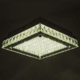 Horisun Modern Dimmable LED Ceiling Light, Crystal Flush Mount Light Fixture with Glass Shade, 4000K