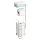 mDesign Freestanding Metal Wire Toilet Paper Roll Holder Stand and Dispenser with Storage Shelf for