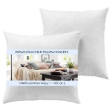 Yesterdayhome Set of 2-24x24 Decorative Throw Pillow Inserts-Down Feather Pillow Inserts-White