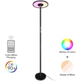 Dimmable LED Torchiere Floor Lamp - 24W, 2500 Lumens - Color Changing Remote Control Reading Floor L