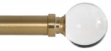 Ivilon Drapery Treatment Window Curtain Rod - Acrylic Ball 1 inch Pole. 28 to 48 Inch. Warm Gold