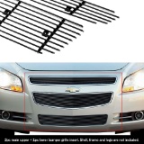 UPPER & LOWER GRILLS ~ APS Compatible with 08-12 2012 Chevy Malibu Black Billet Grille Grill Combo I