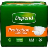 Depend Protection with Tabs, Maximum Briefs S/M, 20 Count 19-34 in Waist