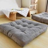 EGOBUY Solid Square Floor Pillow Tufted Thicken Chair Pad Tatami Corduroy Seat Cushion, 22x22 inch,