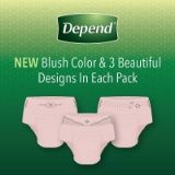 DEPENDS FIT FLEX  MODERATE ABSORBENCY S/M 19 COUNT ~ BLUSH PINK W/DESIGNS
