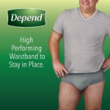 Depend FIT-FLEX Incontinence Underwear for Men, Maximum Absorbency, Disposable, Large, Grey ~ 26 COU