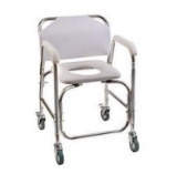 DMI Shower Transport Chair Commode Chair with Wooden Slide Transfer Board 440 lb and Wheelchair Seat