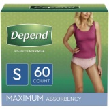 Depend FIT-FLEX Incontinence Underwear for Women, Disposable, Maximum Absorbency, Blush, Small (60 C