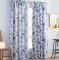 MoretinMarsh Floral Semi-Sheer Thermal Rod Pocket Curtain Panels Blue  PAIR 52