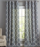 Winnett Geometric Semi-Sheer Grommet Curtain Blue