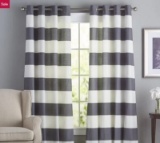 Cabana Stripe Cotton Striped Room Darkening Tab Top Curtain Panel Cloud Gray 2 Panels 52
