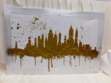 555 GOLD NY SKYLINE CANVAS PAINTING ON WRAPPED CANVAS 45