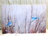 557 PRETTY BLUE BIRDS ACRYLIC ART ON WRAPPED CANVAS 47
