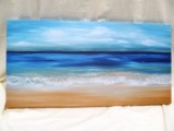 WARM TROPICAL SEA AND BEACH PAINGTING ON WRAPPED CANVAS 32