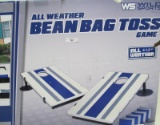 WILD SPORTS ALL WEATHER CORN HOLE BEAN BAG TOSS GAME GRAY/ BLUE (BLEMISH ON TOP OF ONE BOARD CLOSURE