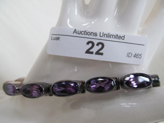 22 STERLING SILVER AMETHYST BRACELET 8"