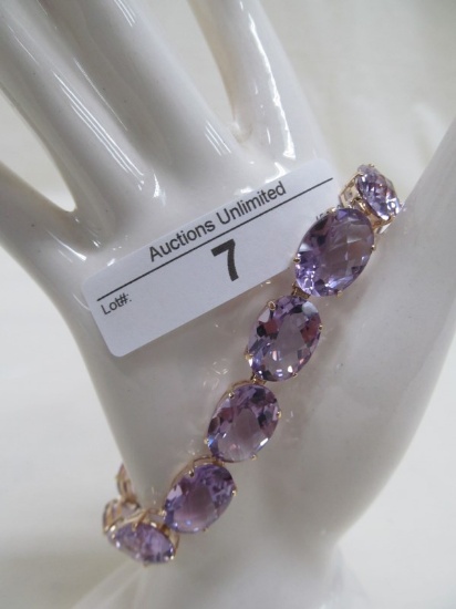 7 14K AMETHYST 8" BRACELET