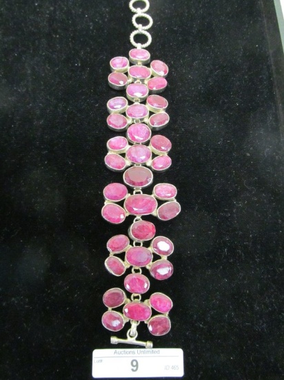 9 STERLING SILVER RUBY BRACELET