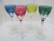 4 PC. CUT TO CLEAR ASSORTED COLORED LONG STEMMED CORDIALS