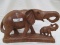 WOODEN HAND CARVED MOTHER ELEPHANT WITH BABY STATUE MISSING TUSKS