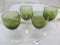 4 GREEN ART GLASS CORDIALS