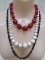 LOT OF 3 RED WHITE BLUE FASHION NECKLACES