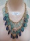 GOLD TONE TRIPLE NECKLACE WITH TEARDROP BEADS