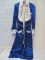 BLUE SATIN ROBE WITH EMBROIDED DRAGON