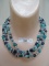 STERLING SILVER DOUBLE STRAND TURQUOISE CRYSTAL NECKLACE