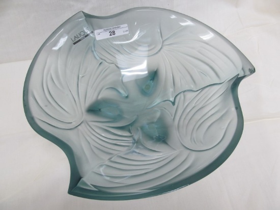 LALIQUE 10" FOOTED DISH note: small chip see photo