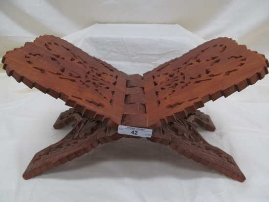 WOOD CARVED FOLDABLE BOOK STAND