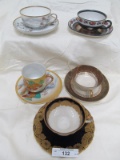 ASSORTED LOT OF 5 TEACUPS & SAUCERS