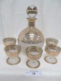 CLEAR WITH GOLD ACCENTS SMALL 6 PC. DECANTER SET