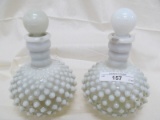 PR OF GLASS HOBNAIL COLOGNE BY WRISLEY  BOTTLES WITH STOPPERS