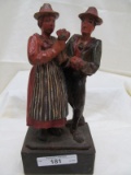 WOODEN HAND CARVED COUPLE STATUE