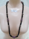 BLACK BEADED NECKLACE WITH SILVER BEADS
