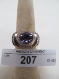 STERLING SILVER AMETHYST RING APPROX 6