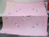 VINTAGE PINK WITH FLOWERS CHENIELLE BEDPSREAD 93