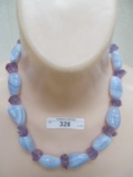 14K BLUE LACE AGATE AND AMETHYST NECKLACE