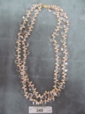 14K FRESH WATER PEARL AND ROSE QUARTZ DOUBLE STRAND NECKLACE