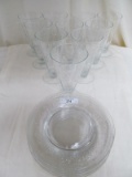16 PC.  ETCHED GLASSWARE