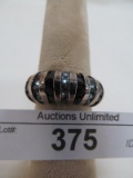 STERLING SILVER ONYX AND TOPAZ SIZE 7.5